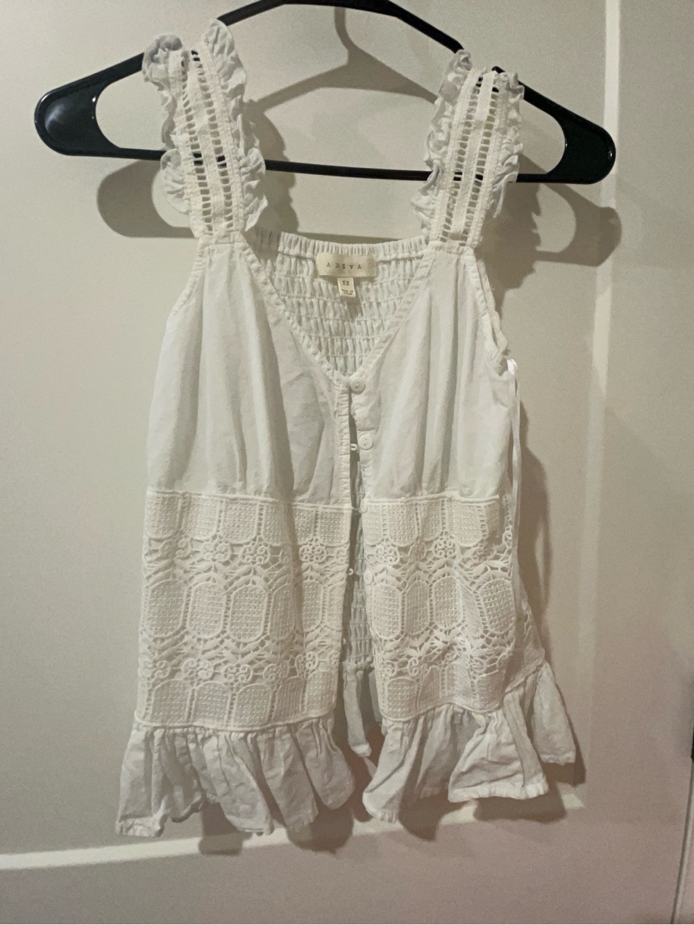 Adiva White Crochet-Trim Ruffle Sundress for Girls
